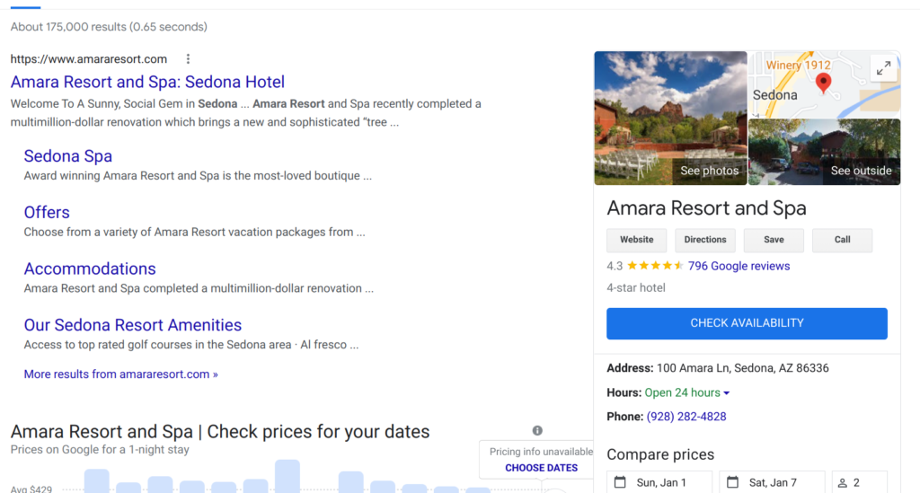 Google Search for Hotel