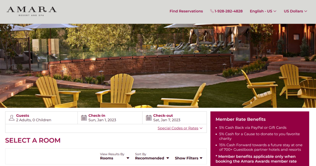 Amara Resort and Spa Booking Page