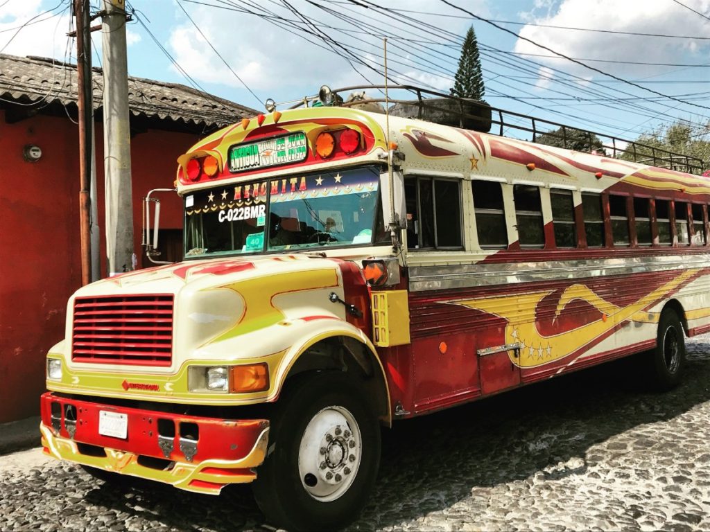 Colorful bus in Antigua Guatemala