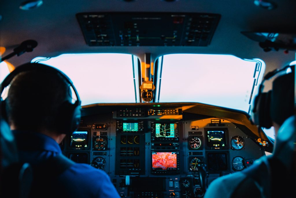 Cockpit of airplane