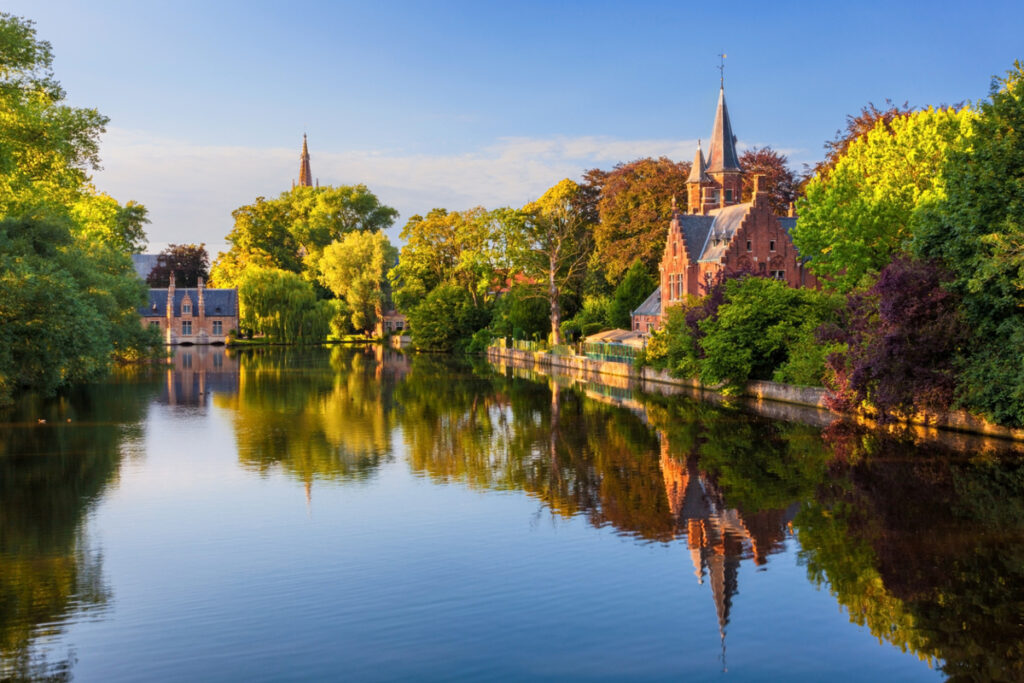 Minnewater Lake in Bruges Belgium