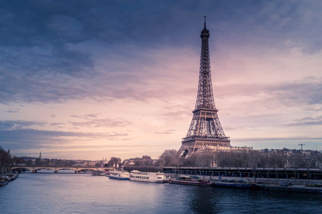 Eiffel Tower in Paris at sunset