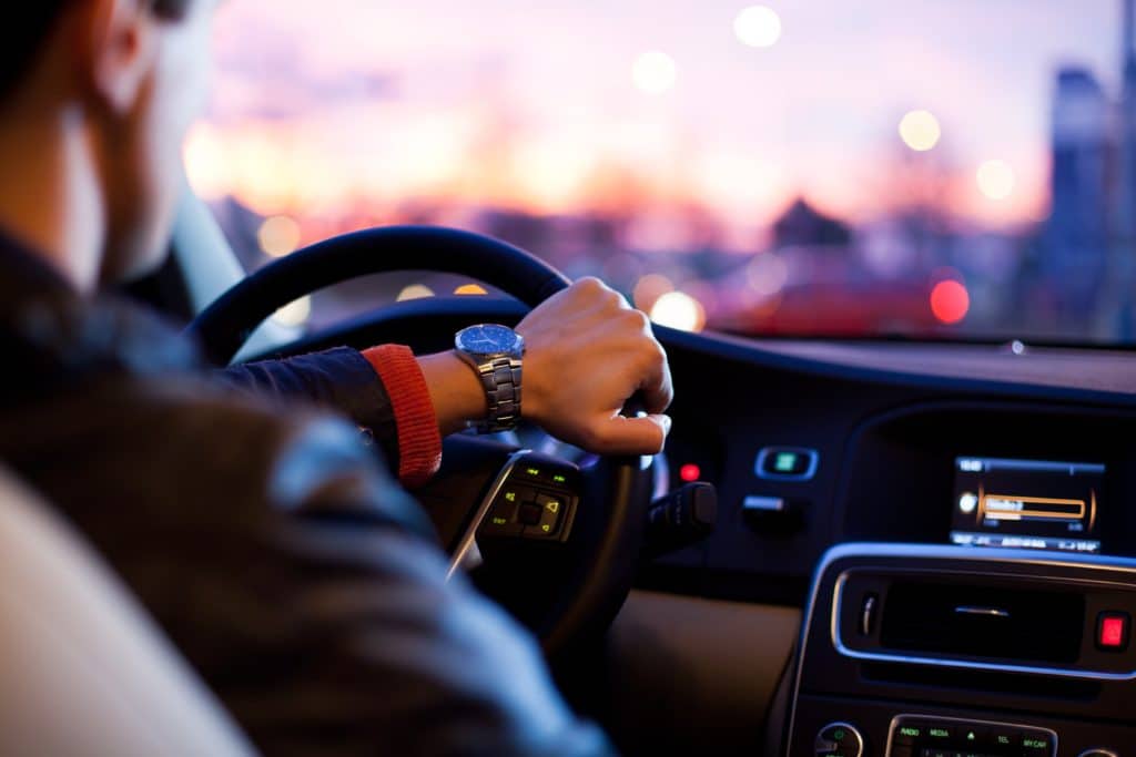 Man driving car