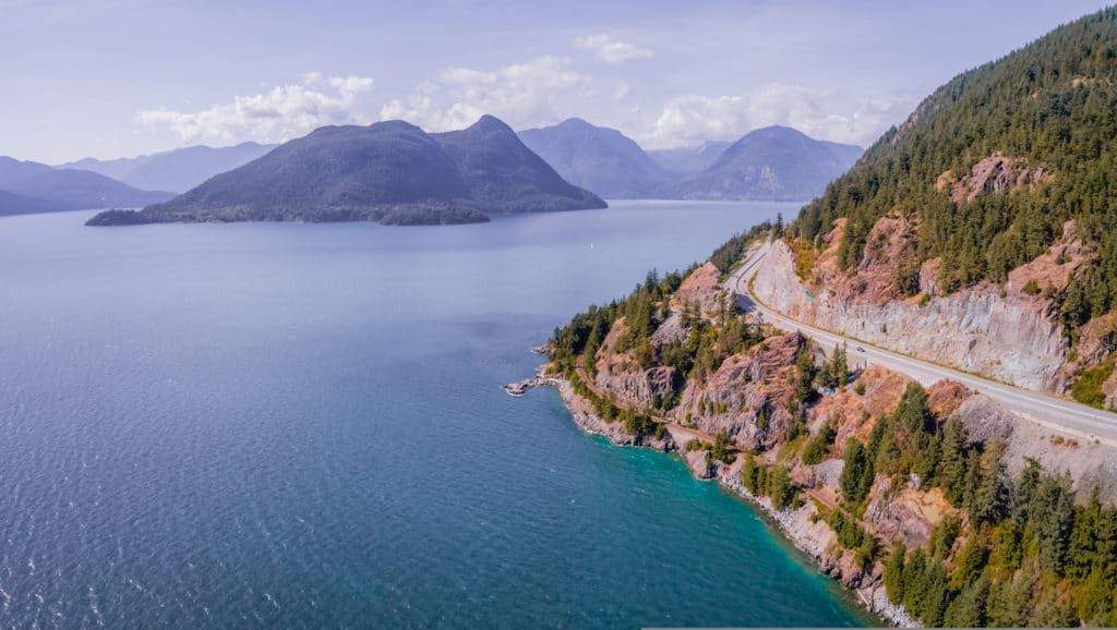 Coastal Sea To Sky Highway At Sunset In British Columbia