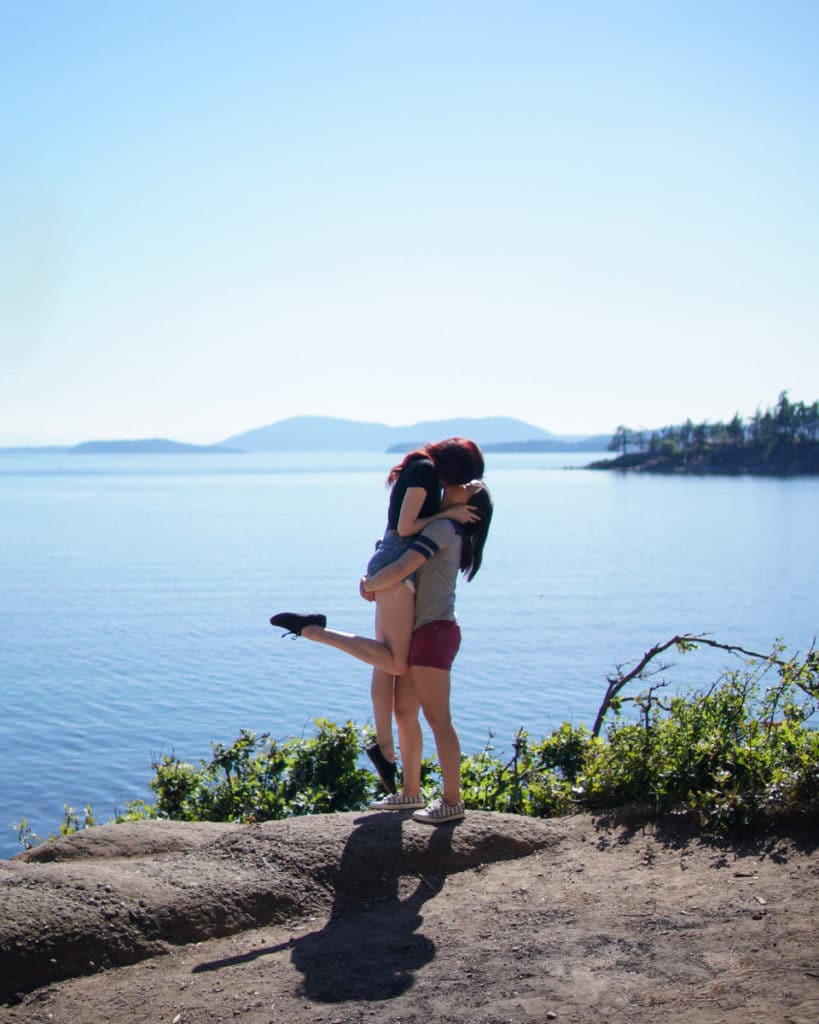 Steph and Kaitlin from Lez See the World at Teddy Bear Cove