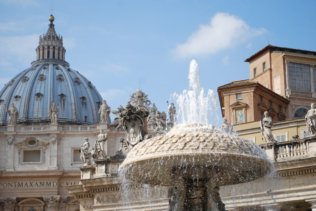 Photo of fountain in front of St. Peter's Basilica