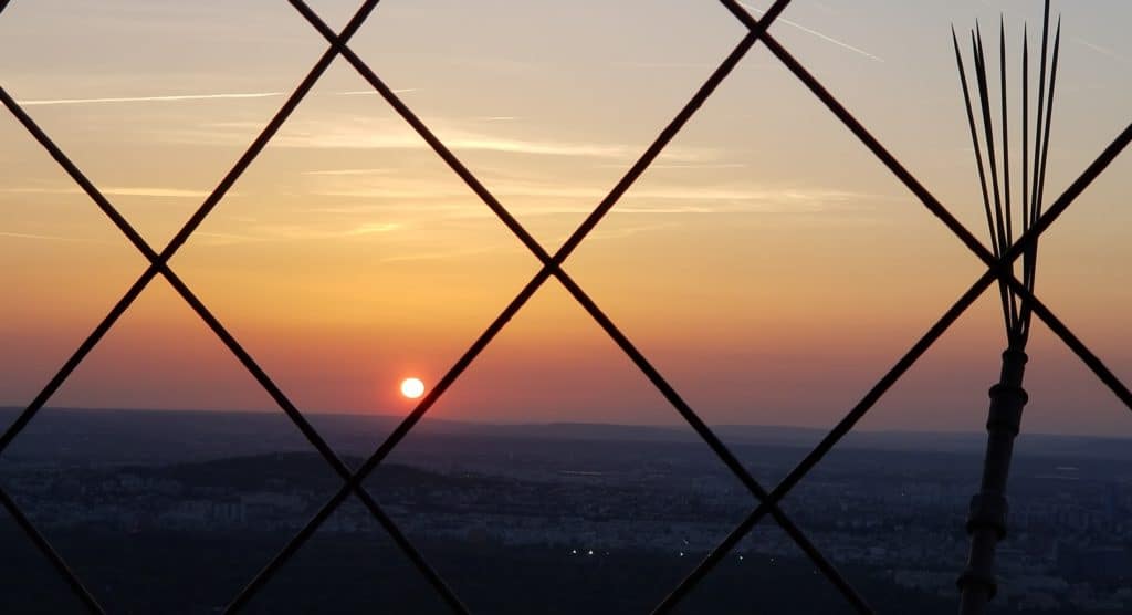 Sunset from the upped deck of the Eiffel Tower