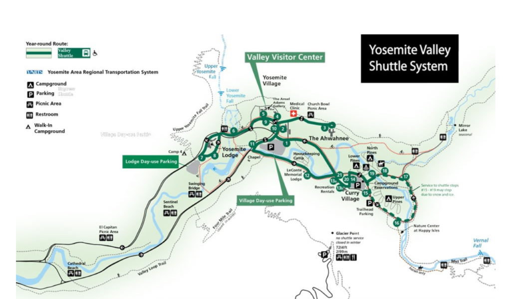 Yosemite Valley Shuttle Map