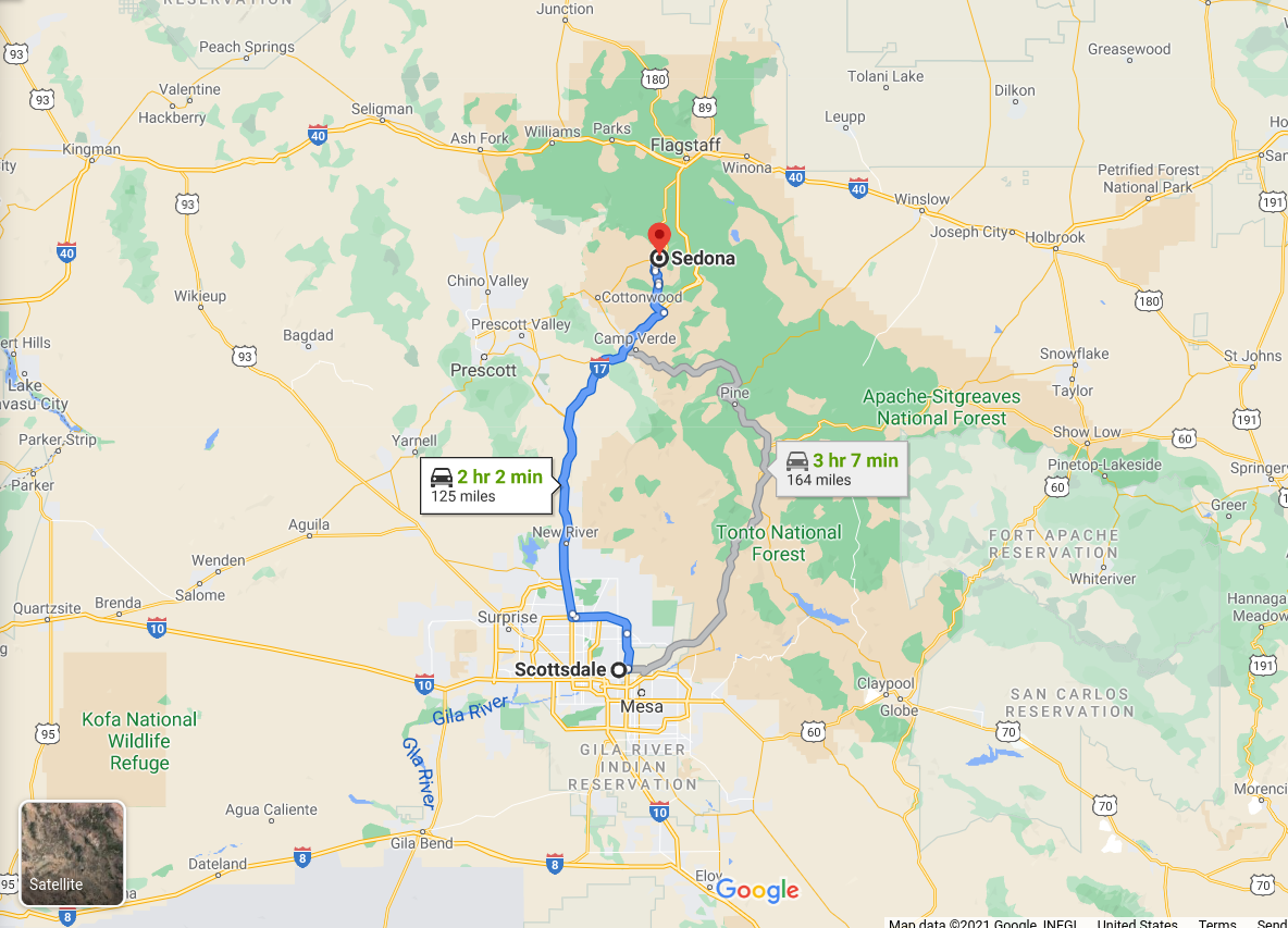 Scottsdale To Sedona Map 