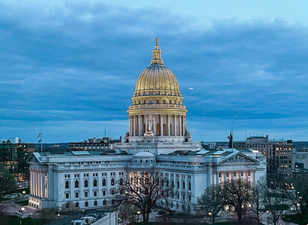 Capitol Building Madison Wisconsin - Wi at night